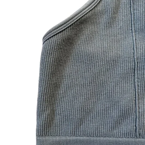 Fabletics Blue Ribbed Midi Bralette - Picture 2 of 7